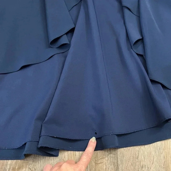 Eliza J • Sleeveless V-Neck Belted High Low Asymmetrical Gown - Picture 14 of 16